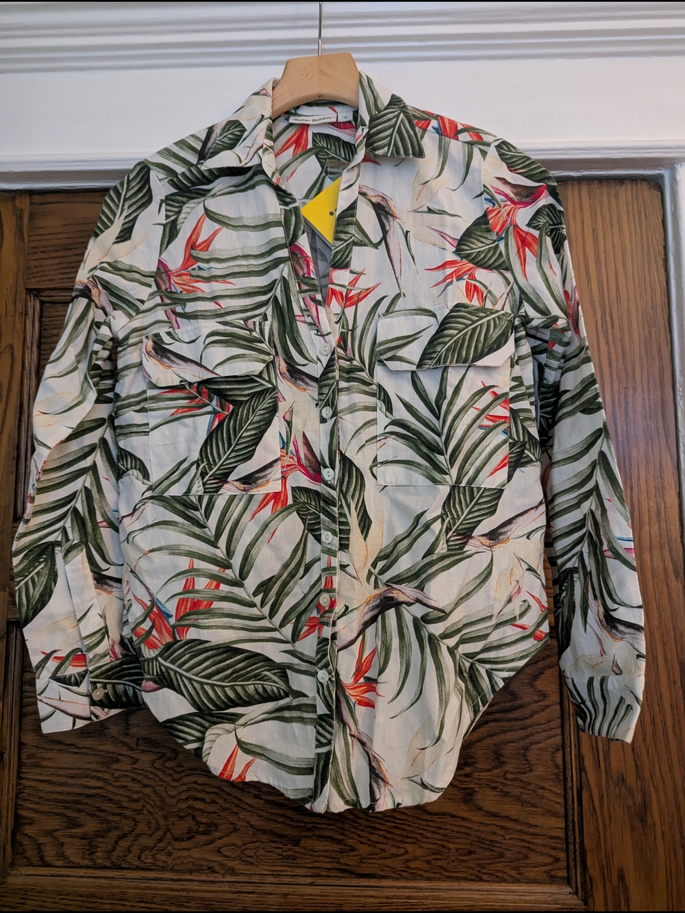 Roller Rabbit Tropical Leaf Button-Up Shirt Jacket - Green/Red, XS